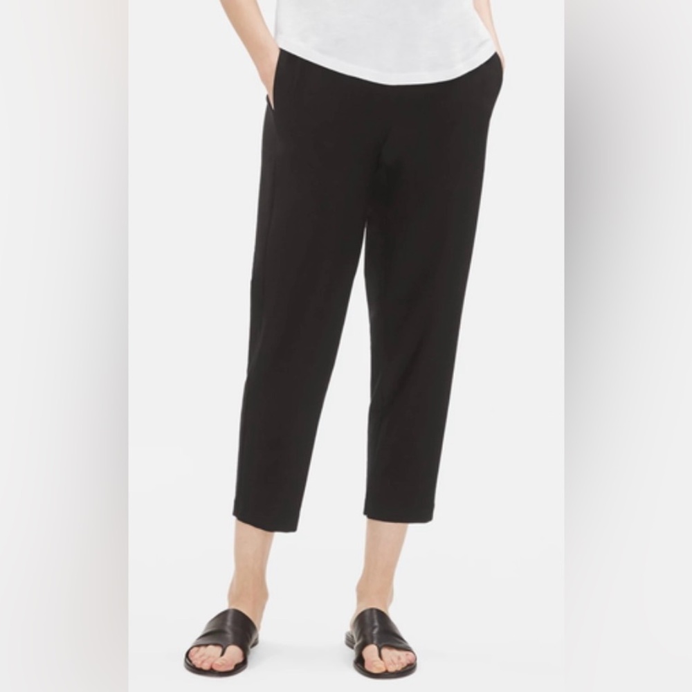 NWT Eileen Fisher Black Slouchy Pant. Size - Petite Large